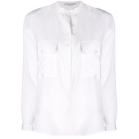 Stella McCartney Camisa sem colarinho de seda - Branco