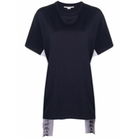 Stella McCartney Camiseta assimétrica com logo e listras - Azul