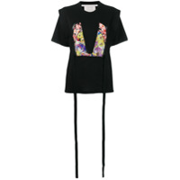 Stella McCartney Camiseta com patch floral - Preto