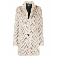 Stella McCartney Fur Free Fur chevron-stripe coat - Neutro