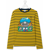 Stella McCartney Kids Camiseta listrada com estampa boombox - Amarelo