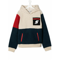Stella McCartney Kids Moletom de capuz color block com recorte - Neutro