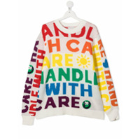 Stella McCartney Kids Suéter com padronagem Handle With Care - Branco