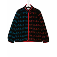 Stella McCartney Kids TEEN logo print zip-up cardigan - Preto