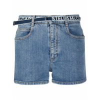 Stella McCartney Short jeans com logo - Azul