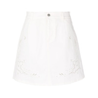 Stella McCartney Short-saia com bordado inglês - Branco