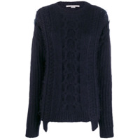 Stella McCartney Suéter de tricô com acabamento desfiado - Azul