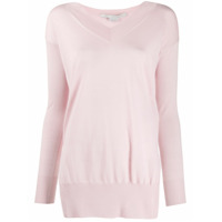 Stella McCartney Suéter gola V com fenda lateral - Rosa