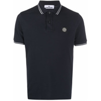 Stone Island Camisa polo com patch de logo - Azul