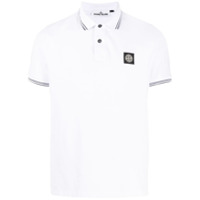 Stone Island Camisa polo mangas curtas com patch de logo - Branco