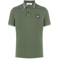 Stone Island Camisa polo mangas curtas com patch de logo - Verde