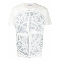 Stone Island Camiseta camuflada com estampa de logo - Branco