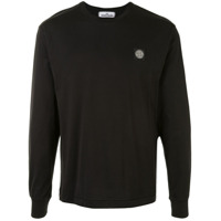 Stone Island Camiseta mangas longas com patch de logo - Preto