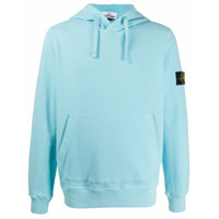 Stone Island garment-dyed logo sleeve hoodie - Azul