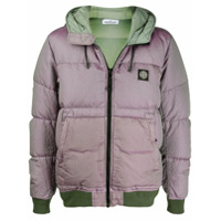 Stone Island Jaqueta matelassê com capuz e logo - Roxo