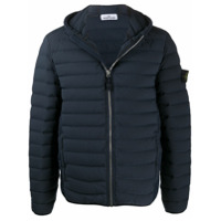 Stone Island Jaqueta matelassê com patch de logo - Azul