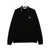 Stone Island Junior Camisa polo com patch de logo - Preto