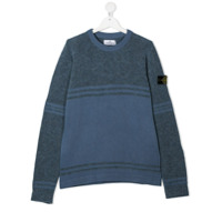Stone Island Junior Suéter color block com listras - Azul