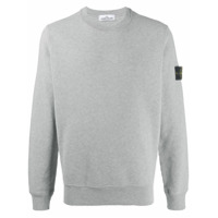 Stone Island Moletom de algodão com patch de logo - Cinza