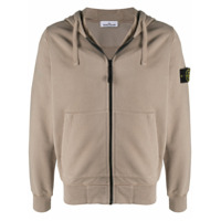 Stone Island Moletom de algodão com zíper e capuz - Neutro