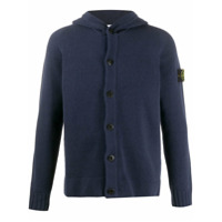 Stone Island Suéter com patch de logo e capuz - Azul