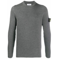 Stone Island Suéter de lã com patch de logo - Cinza