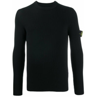 Stone Island Suéter de lã com patch de logo - Preto