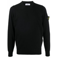 Stone Island Suéter de lã com patch de logo - Preto