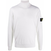 Stone Island Suéter gola alta com patch de logo - Branco