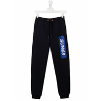 Sun 68 Kids Calça esportiva com patch de logo - Azul