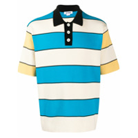 Sunnei Camisa polo de tricô com listras - Azul