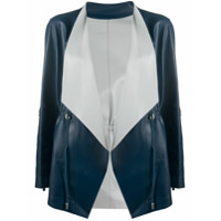 Suprema Jaqueta com transpasse de couro - Azul