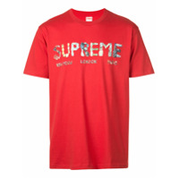 Supreme Camiseta com logo e pedraria - Vermelho