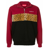 Supreme Moletom com recorte de animal print - Vermelho