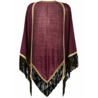 Talbot Runhof Pelerine com listras e barra desfiada - Roxo