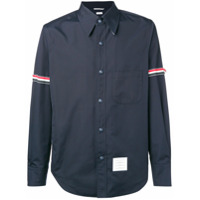 Thom Browne Camisa com detalhe listrado nas mangas - Azul