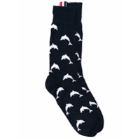Thom Browne Par de meias Icon com estampa de golfinhos - Azul
