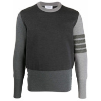 Thom Browne Suéter de cashmere com mangas contrastantes - Cinza