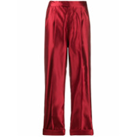 Tom Ford Calça cintura alta de seda - Vermelho