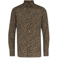 Tom Ford Camisa de seda com estampa de leopardo - Marrom