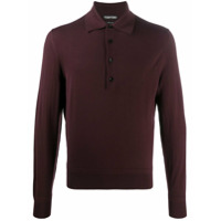 Tom Ford Camisa polo mangas longas de lã - Vermelho