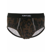 Tom Ford Cueca de algodão com estampa de leopardo - Marrom