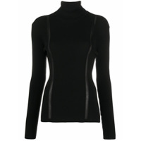 Tom Ford sheer-panel roll-neck knitted top - Preto
