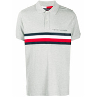Tommy Hilfiger Camisa polo com listras - Cinza