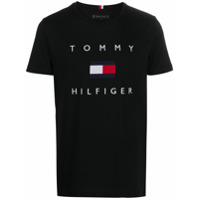 Tommy Hilfiger Camiseta com estampa de bandeira - Preto