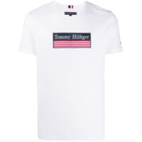 Tommy Hilfiger Camiseta com logo e listras - Branco