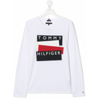Tommy Hilfiger Junior Blusa mangas longas com estampa de logo - Branco