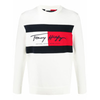 Tommy Hilfiger Moletom com logo e listras - Branco