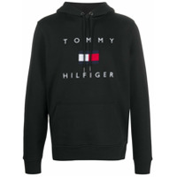 Tommy Hilfiger Moletom de capuz com estampa de logo - Preto