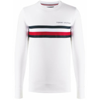 Tommy Hilfiger Moletom decote careca com listras - Branco